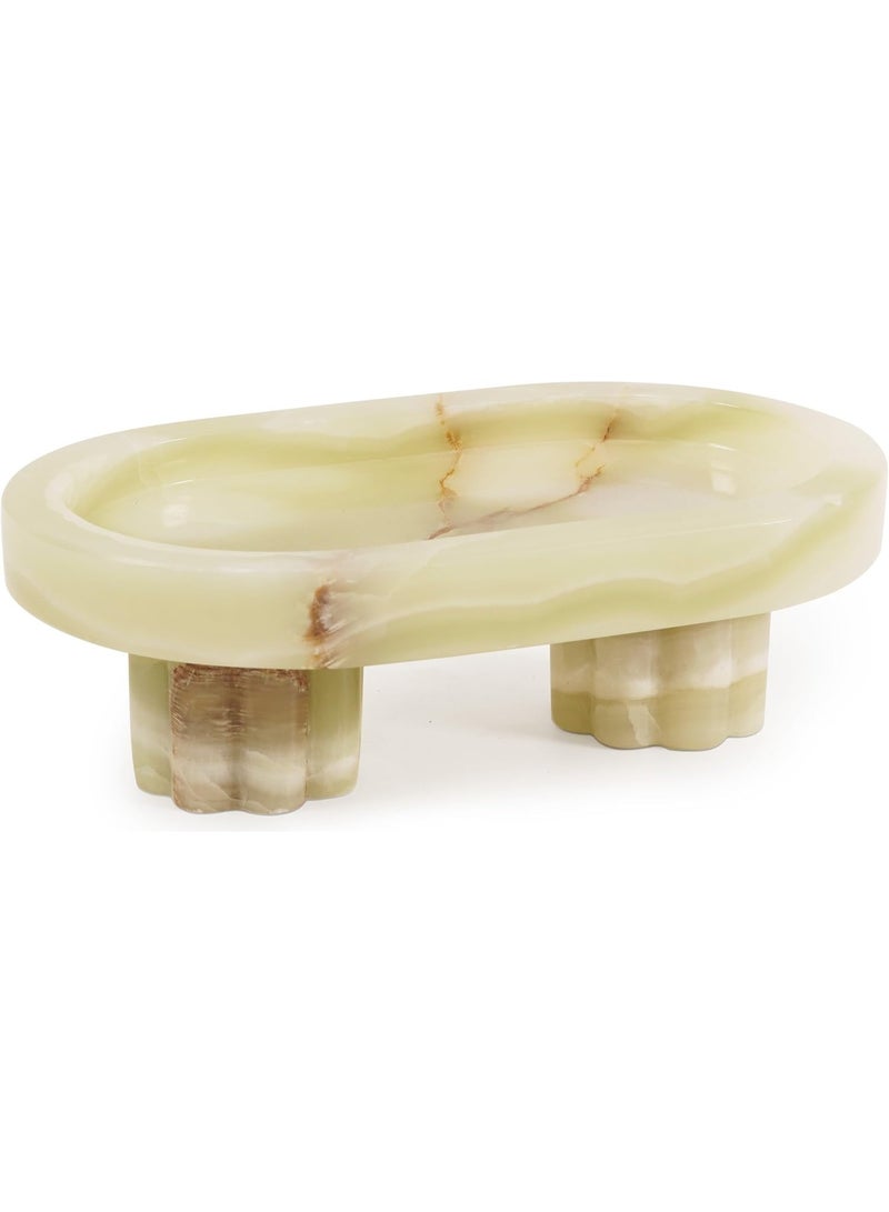 RADICALn Handmade Green Marble Oval Tray with Stand 10 Inch, Bathroom Vanity & Countertop Tray, Ideal for Home, Kitchen, Jewelry, Perfume, Decorative Tray, Perfect for Bathroom or Gift - Image 1
